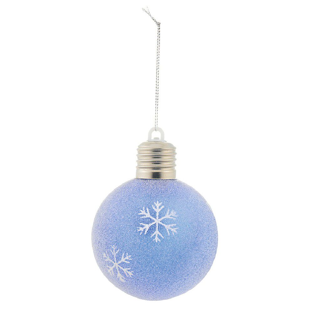 Boule de No&euml;l design hiver flocon pingouin ours bleu et blanc x2
