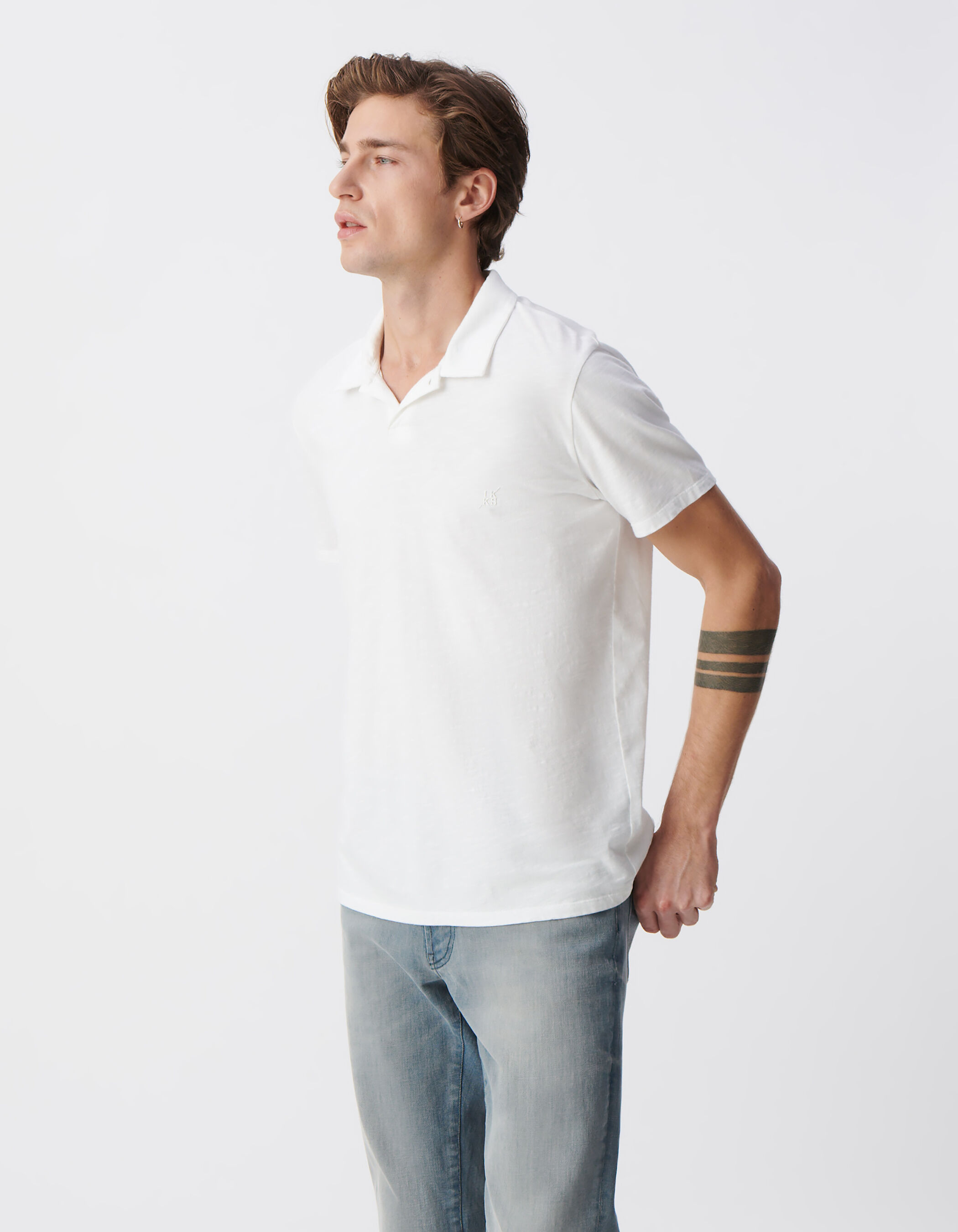 Polo blanc L'Essentiel coton bio flammé Homme