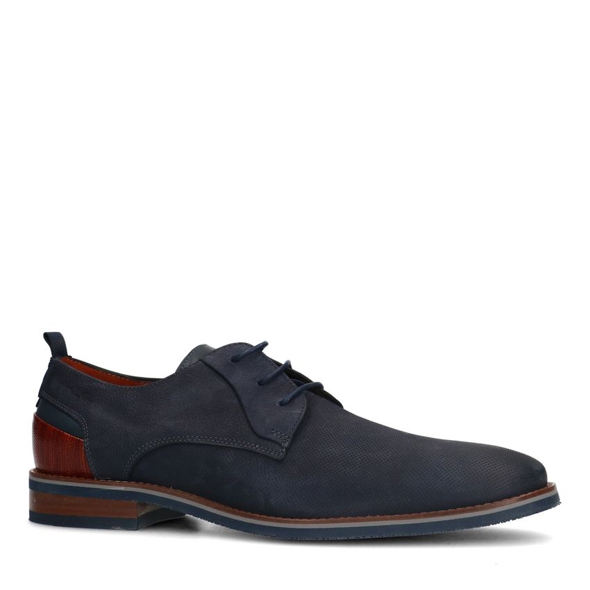 Van Lier Blauwe nubuck veterschoenen