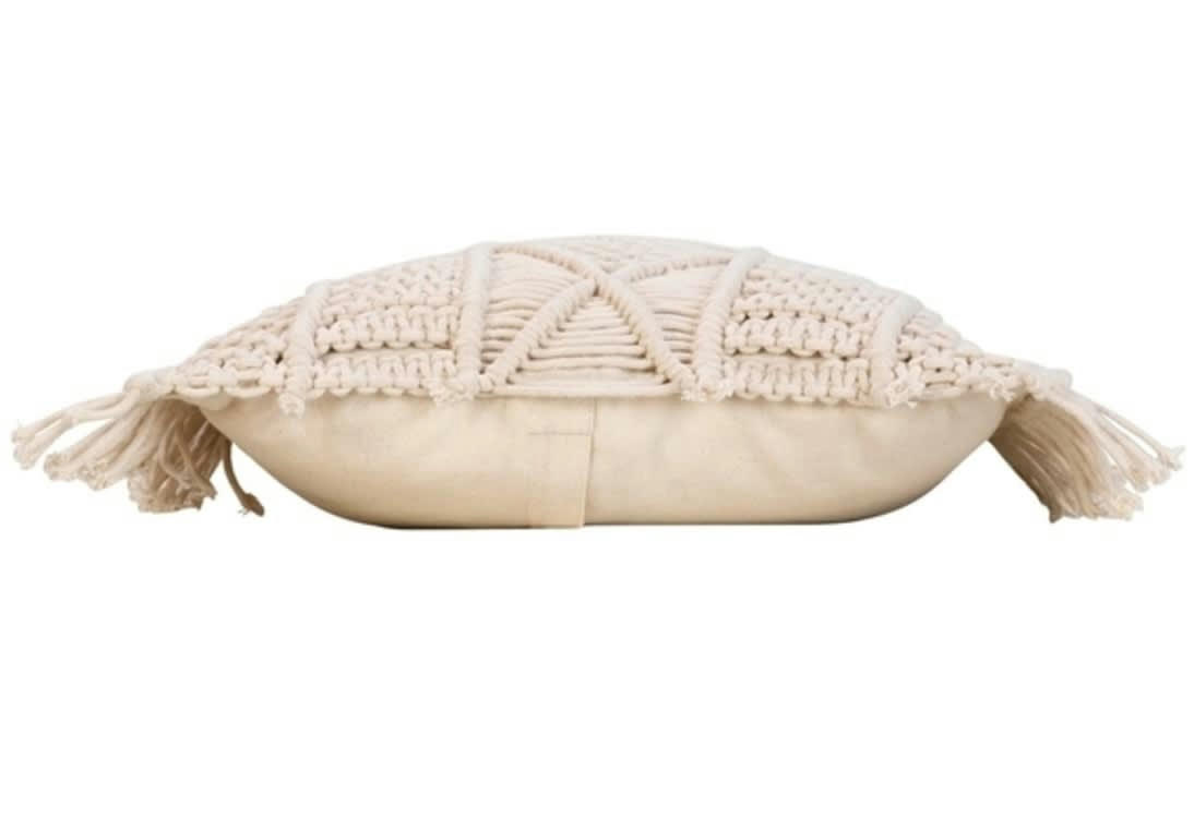 - Coussin Déhoussable Macramé à franges 40 x 40 cm