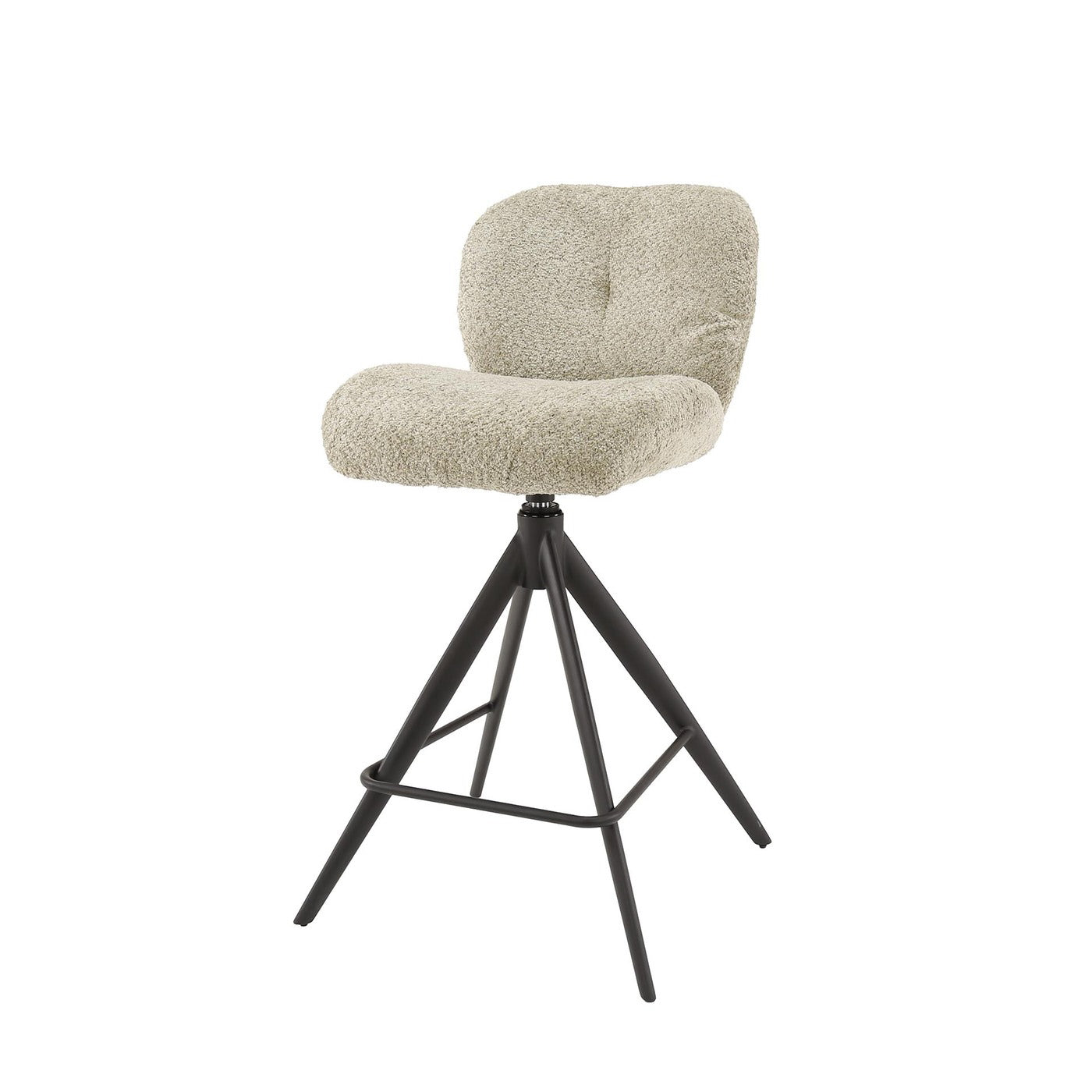 Giga Meubel Barstoel Comfort - Zand Bouclé - Draaibaar - Zithoogte 69cm - Set van 2