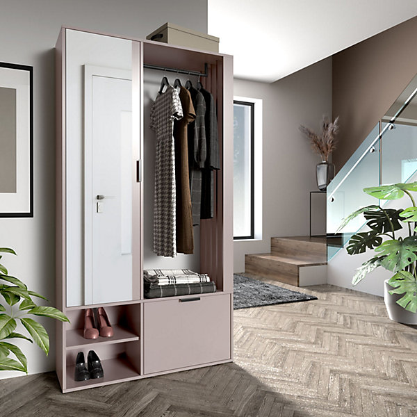 Minio go for it, Ensemble vestiaire MILO UNI 100 cm, avec miroir, avec coussin d'assise, Cashmere