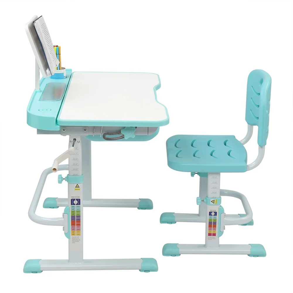 Zimtown Height Adjustable Kids Desk and Chair Set Blue&Green