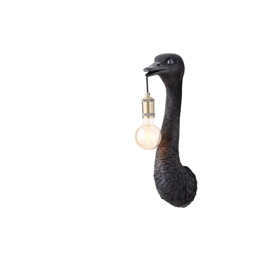 Wandlamp Ostrich - Zwart - 18x15.5x57.5cm
