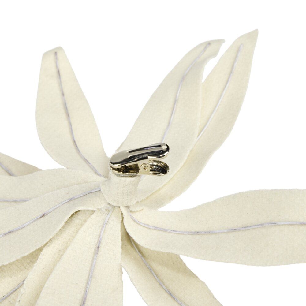 Fleur de No&euml;l velours blanche à clipser L25cm