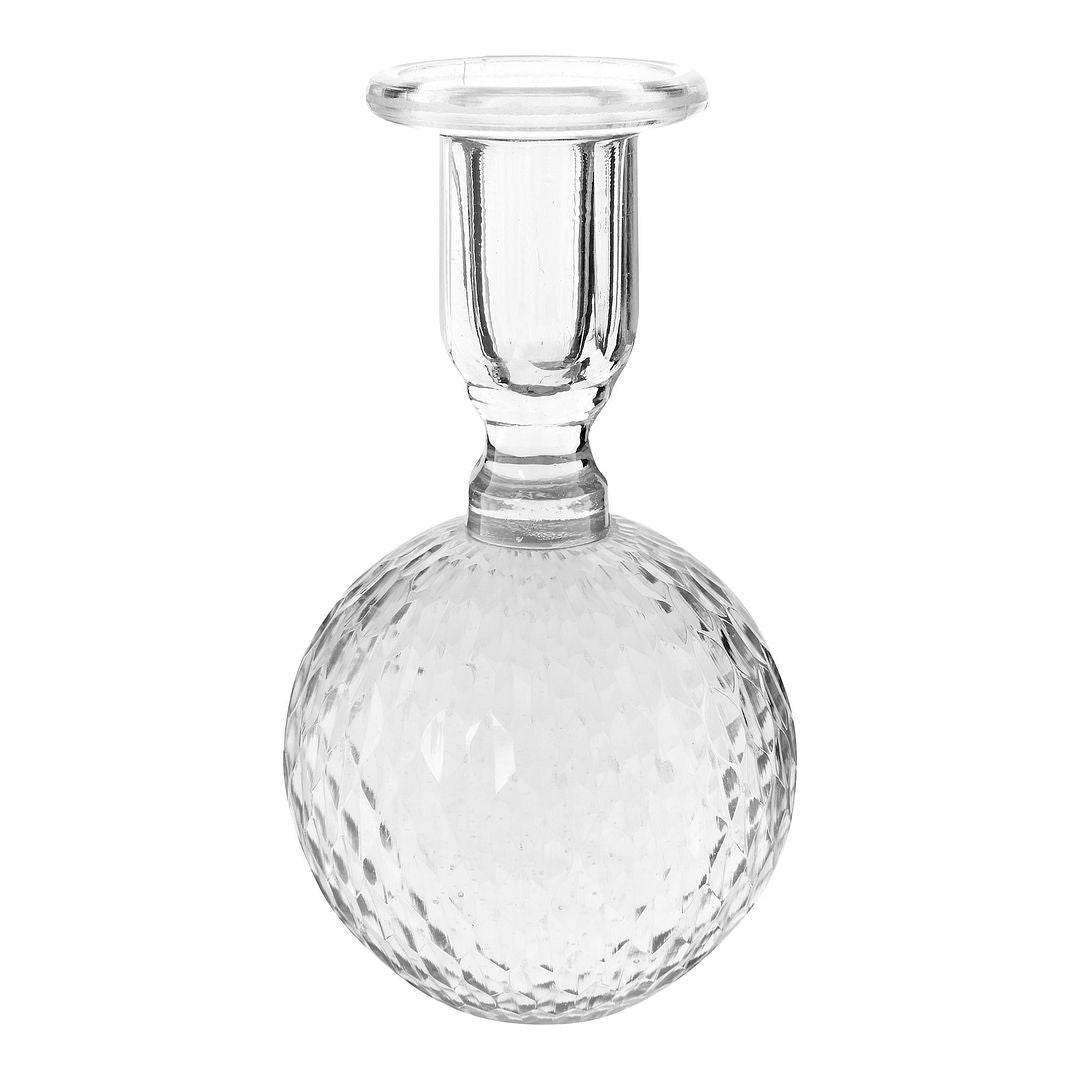 vtwonen Kaarsenhouder - Glazen Kandelaar - Woonaccessoires - Trompetvormig - Transparant - 9.5x15cm