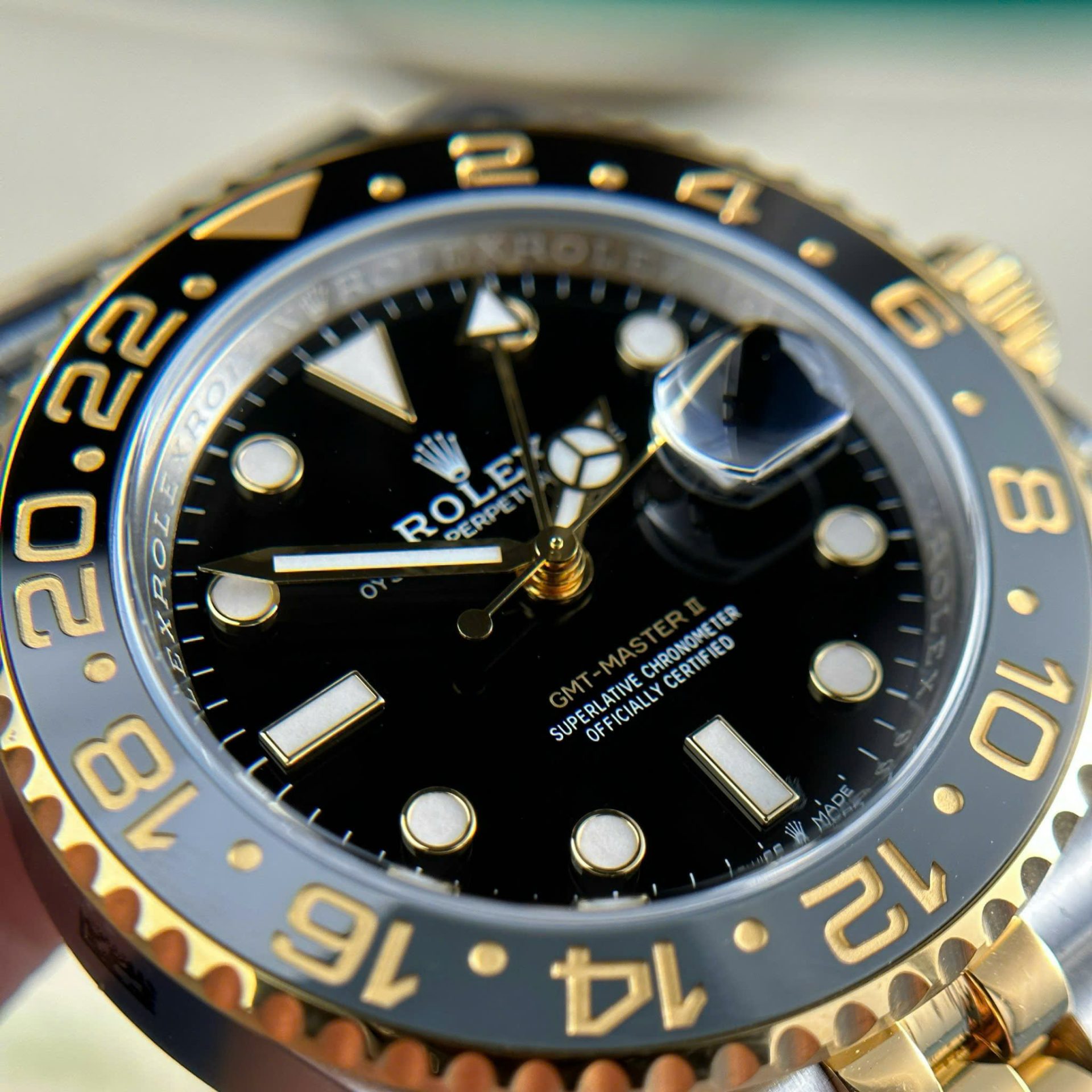 Rolex GMT-Master II 126713GRNR SS/YG Plated Black Dial 40mm Jub Super Clone