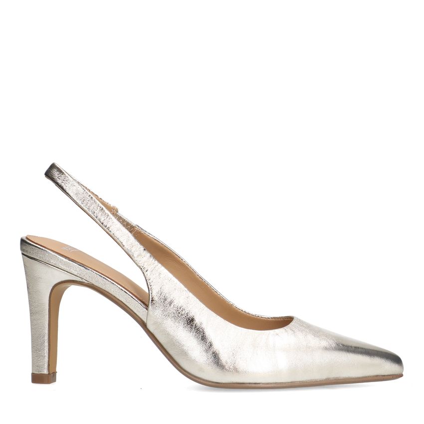 Manfield Goudkleurige leren slingbacks