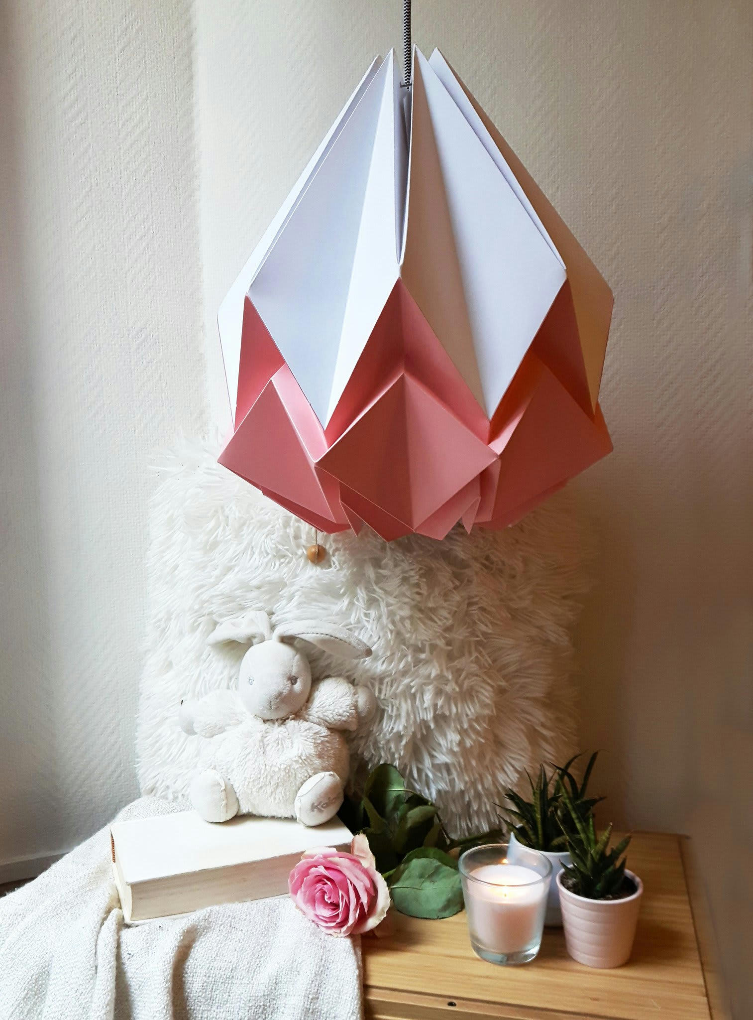 HANAHI - Suspension origami bicolore en papier taille L