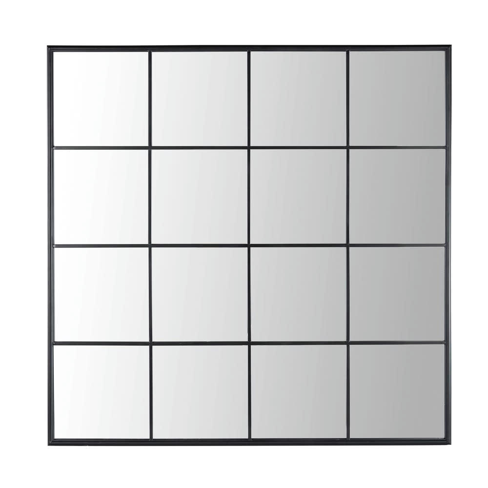 Beckett - Miroir fenêtre carré en métal noir 122x122
