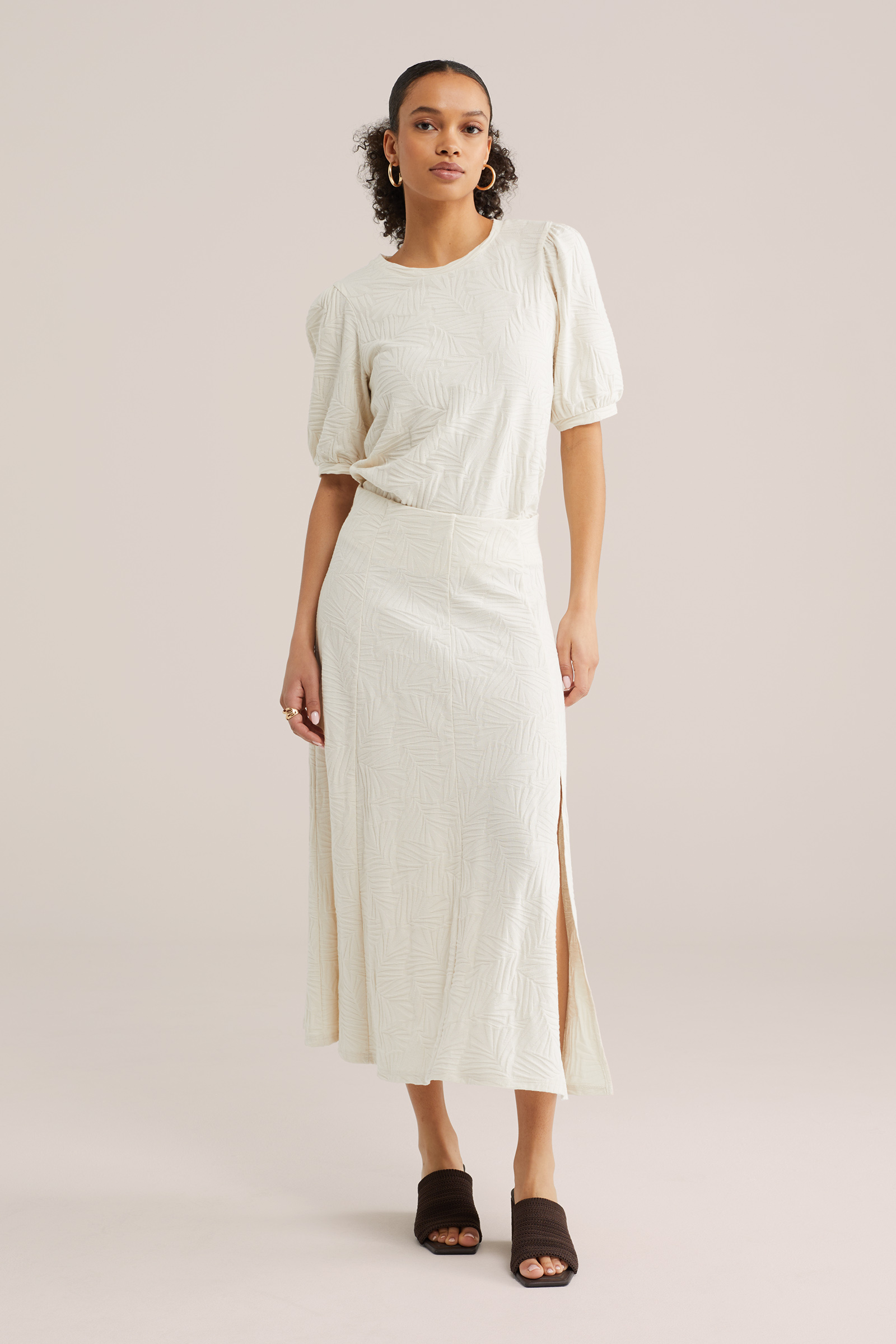 Dames jersey midi rok met jacquard