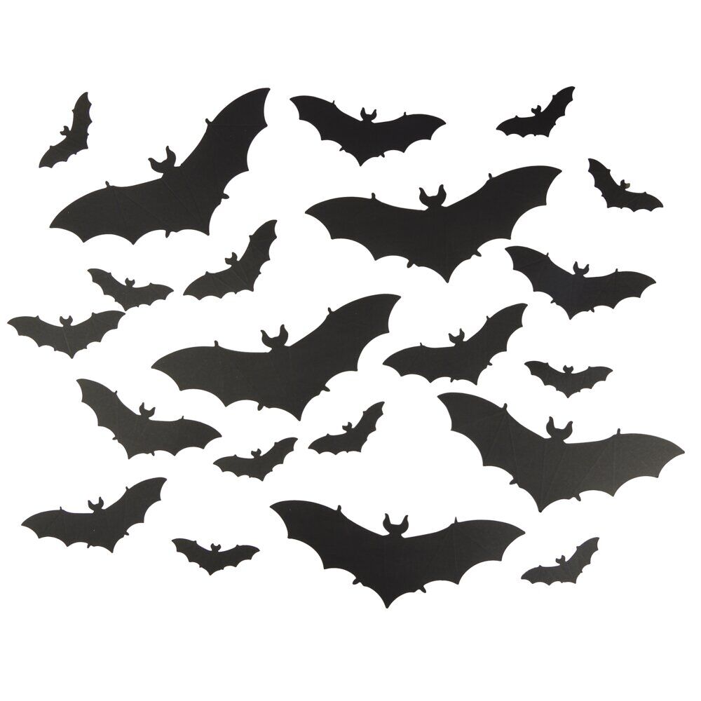 Décoration murale Halloween x30 chauve-souris papier noir