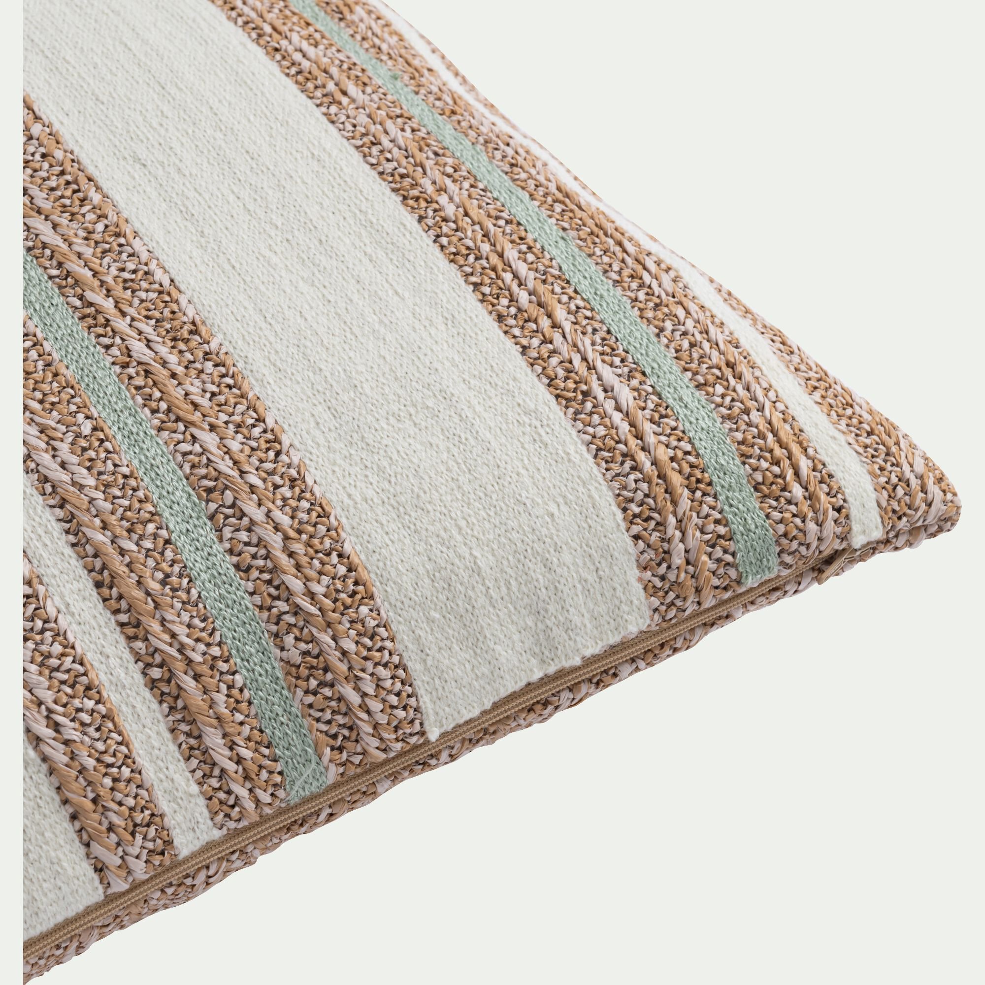 LEHRIA - Coussin de jardin à rayure 45x45cm - naturel