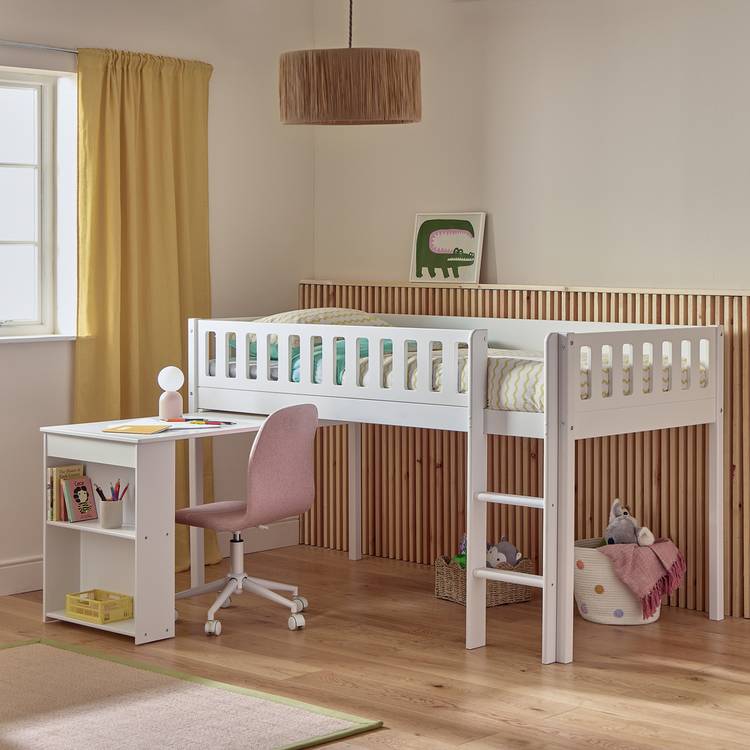 Habitat Kids Ronnie Single Midsleeper & Desk - White