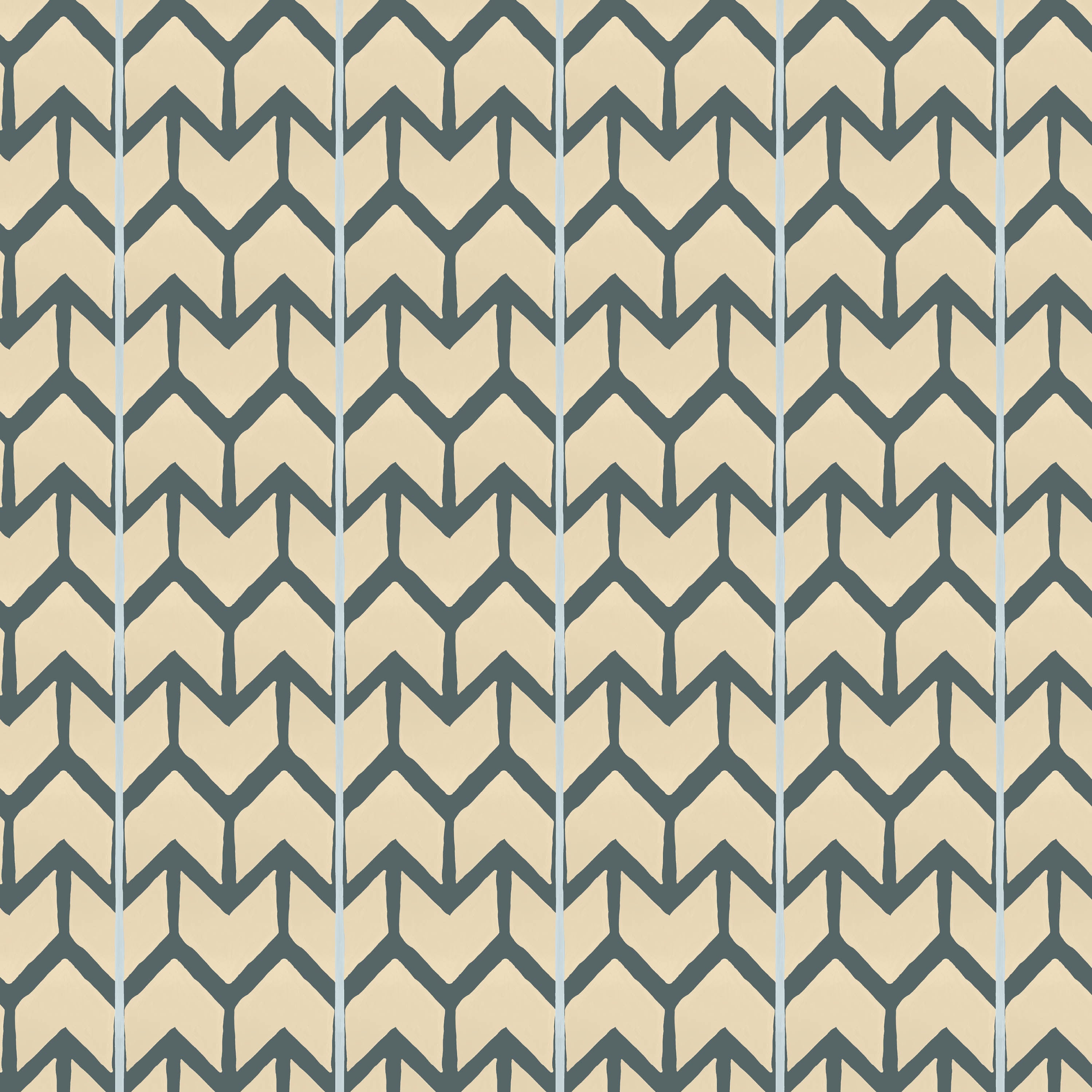 Behang Ikat Arrows beige/green