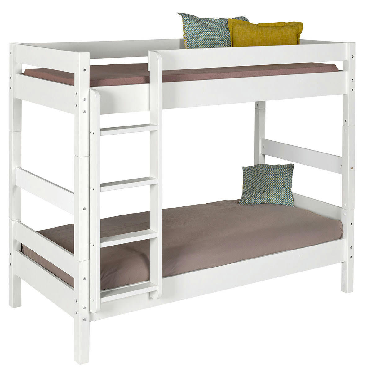 AARON - Pack lit superposé avec 2 matelas 80x190 cm bois massif blanc