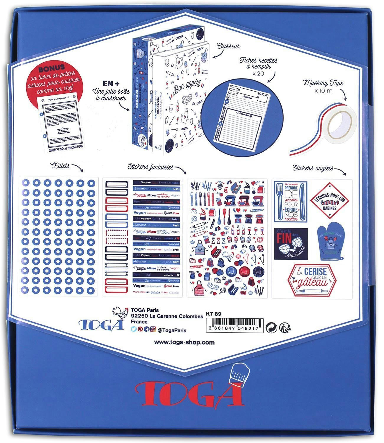 - Kit papeterie ma boîte à recettes motif frenchy