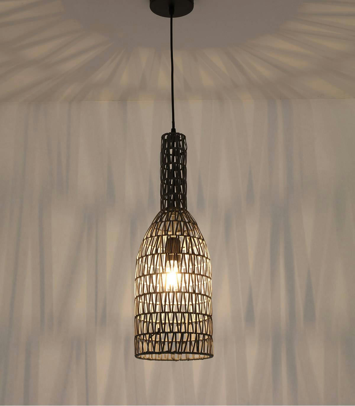 SHIVA - Suspension en rotin gris d. 19 cm