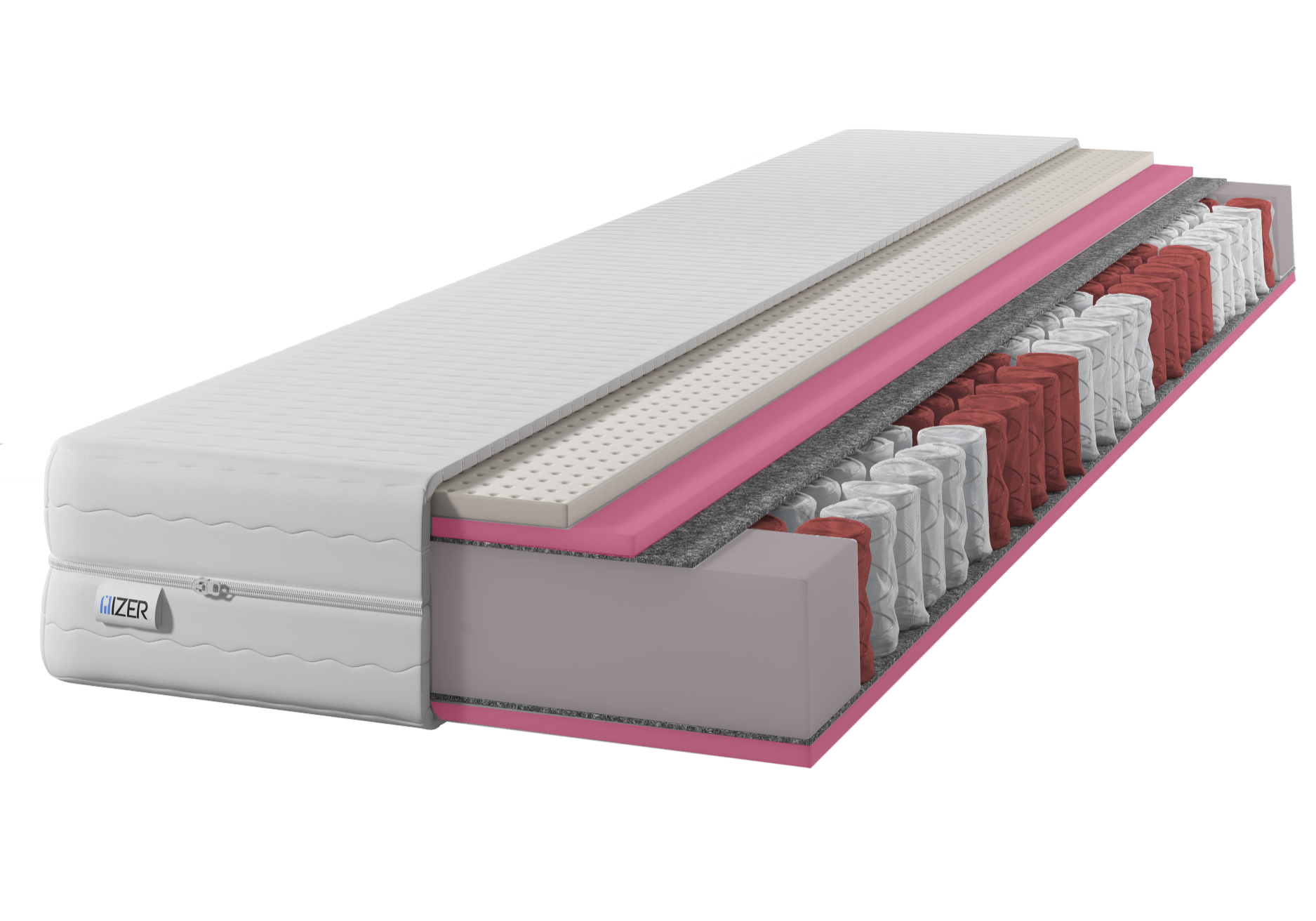 Materac sprężynowy GOLD HR   Lateks 70x200 23cm7-strefH2/H3