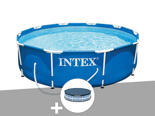 Kit piscine tubulaire Intex Metal Frame ronde 3,05 x 0,76 m   Bâche de protection