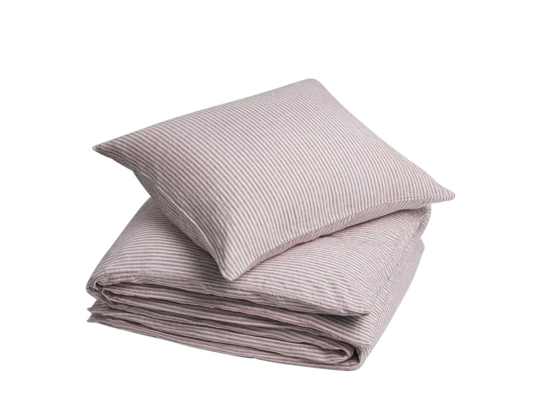 Yumeko dekbedovertrek gewassen linnen rose stripe 140x220   1/60x70