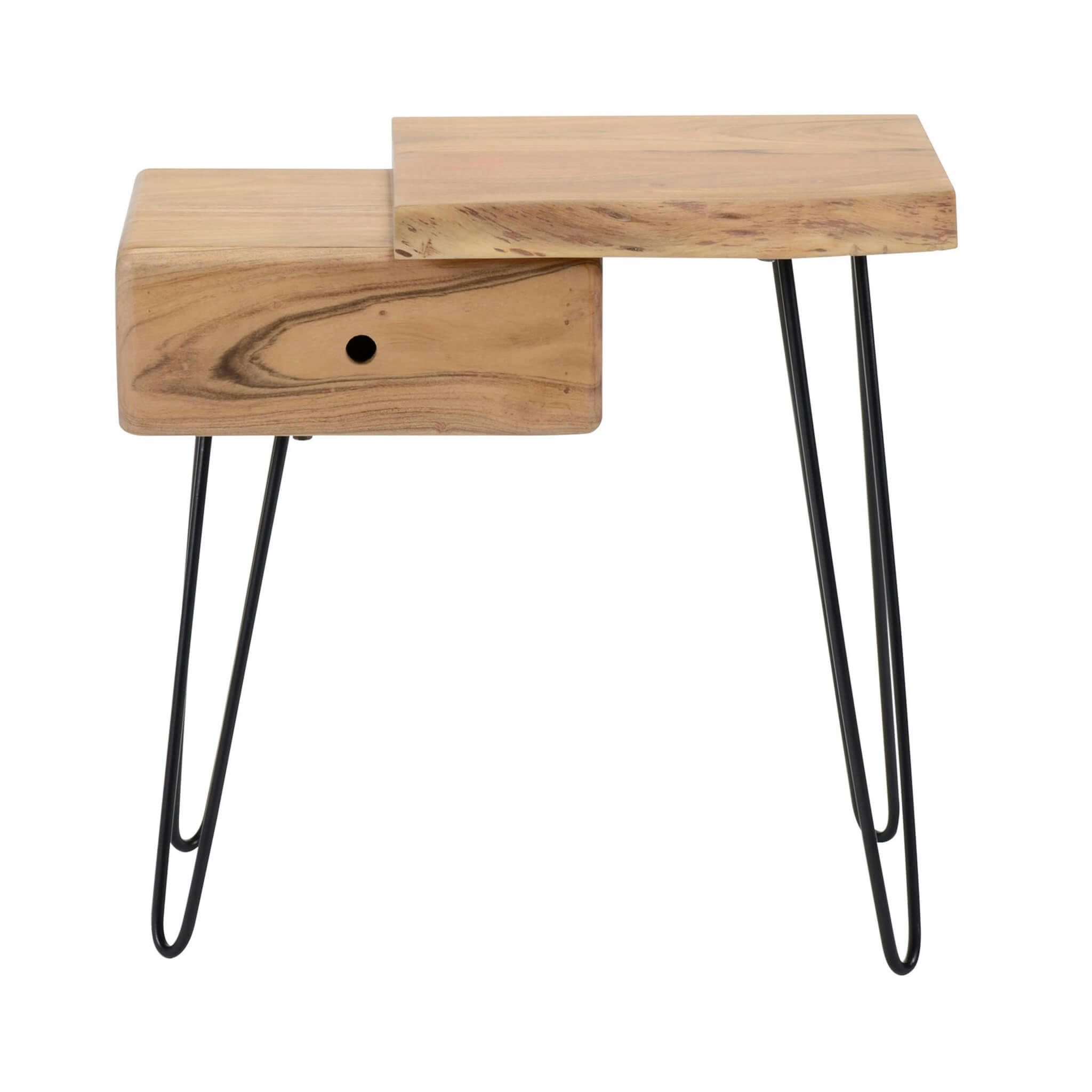 - Table de chevet côté droit 1 tiroir 1 plateau bois foncé naturel