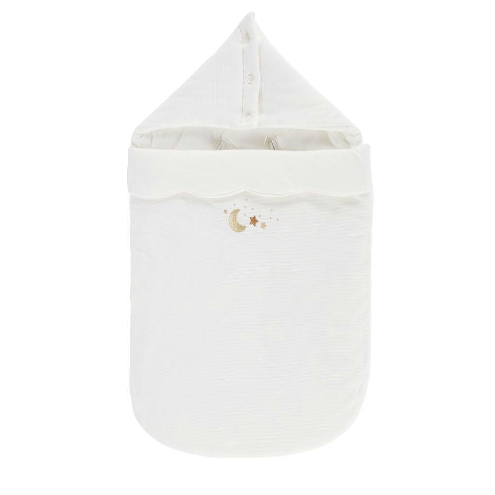 OIA - Nid d'ange bébé en coton biologique blanc avec broderies étoile et lune