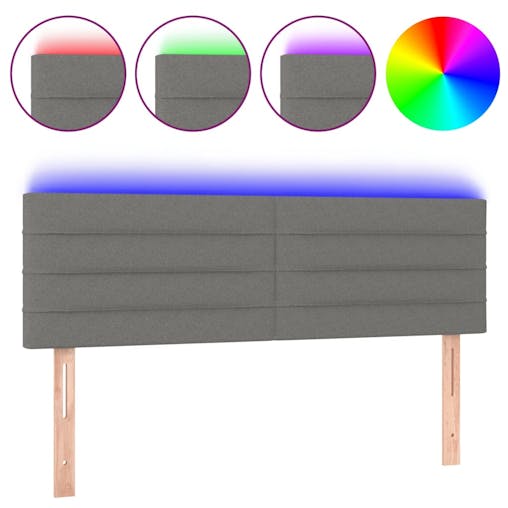 NNEVL LED Headboard Dark Grey 144x5x78/88 cm Fabric