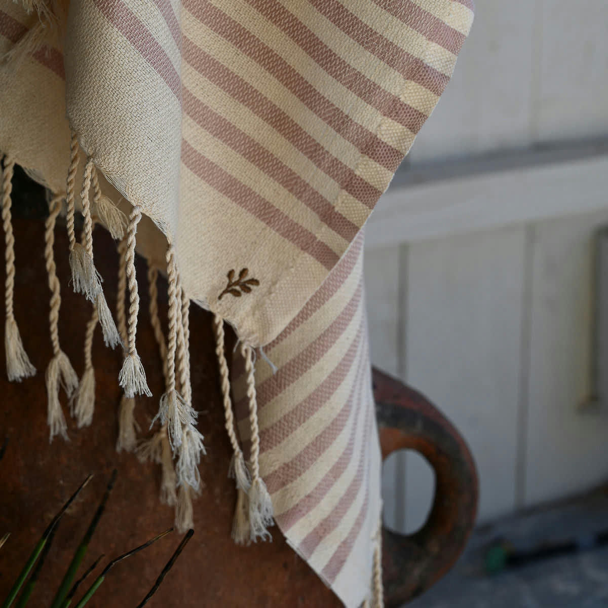 HOSSEGOR - Fouta coton  100x200 rose poudré