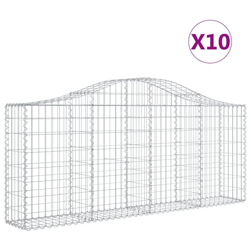NNEVL Arched Gabion Baskets 10 pcs 200x30x80/100 cm Galvanised Iron