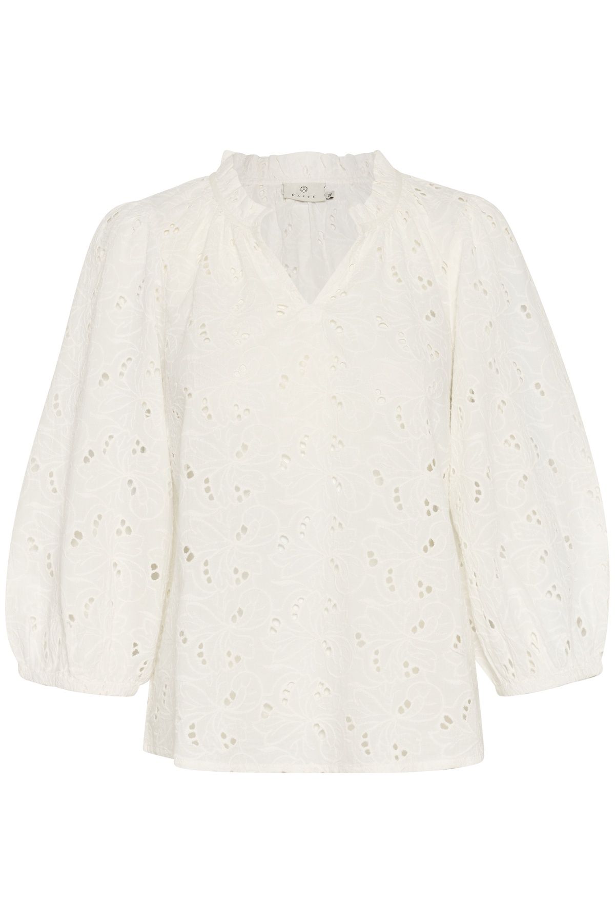 Kaffe KAtessa Cotton V-Neck 3/4 Sleeve Blouse