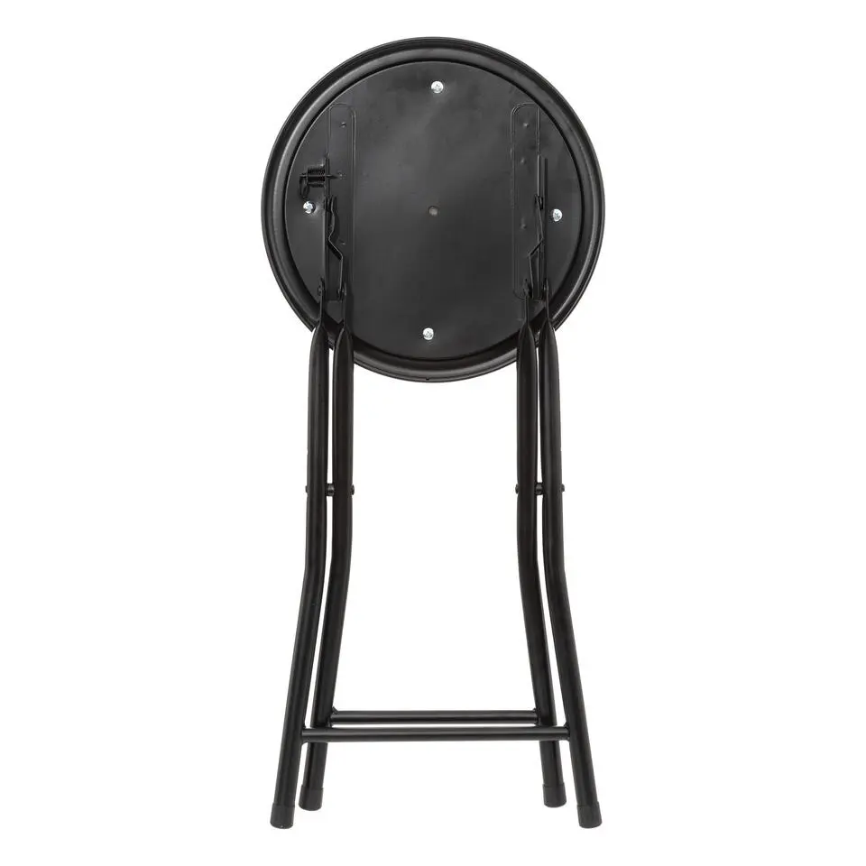 5Five Bijzet krukje/stoel - Opvouwbaar - zwart fluweel - 29x45 cm