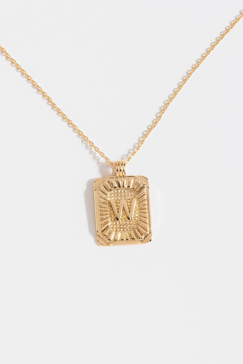 Initial ID Tag Pendant Necklace