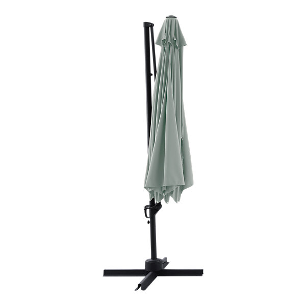 Parasol déporté inclinable rond ouverture manivelle vert d'eau 3,5m GoodHome Brindisi