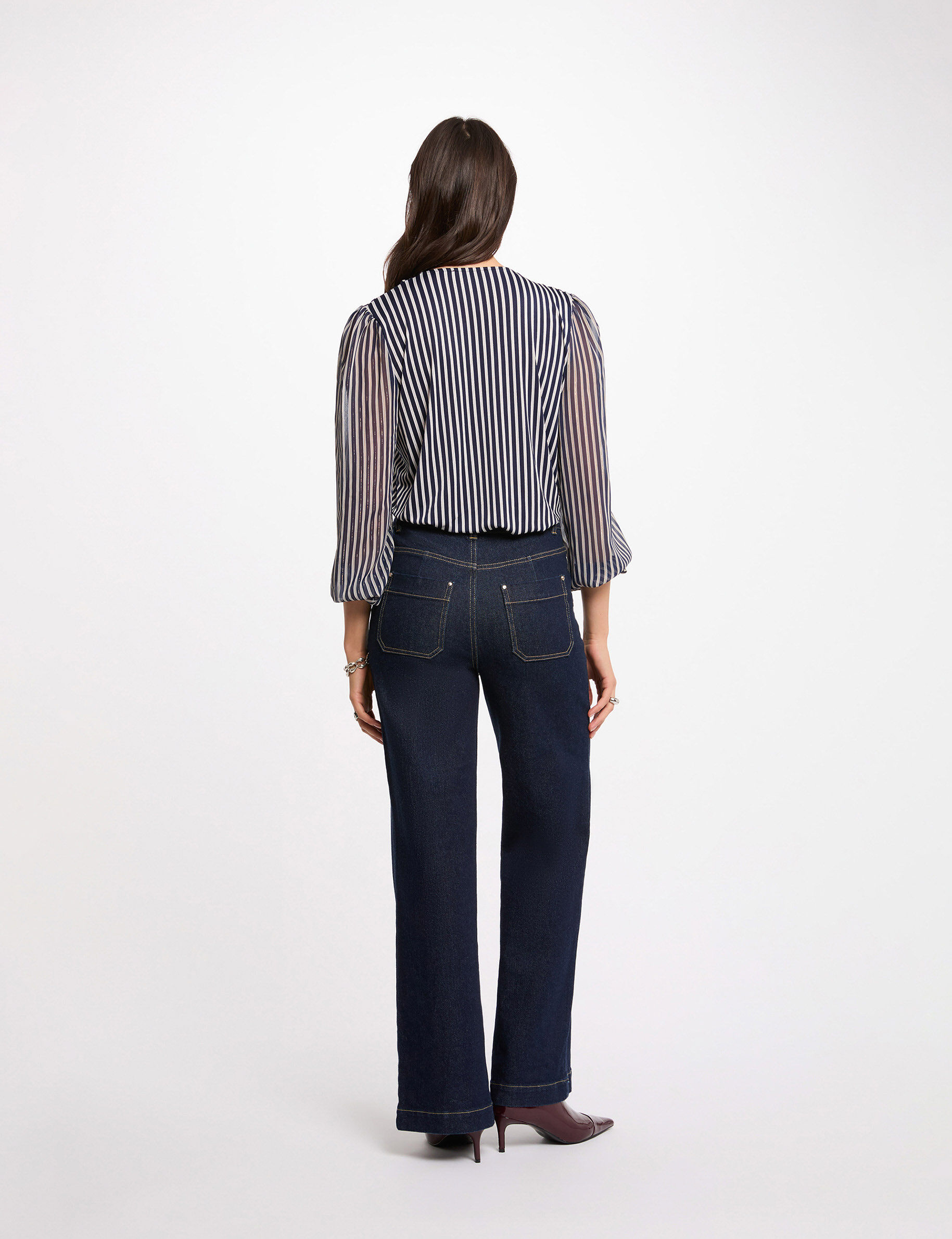 T-Shirt With Lavalli&Egrave;Re Collar White Women