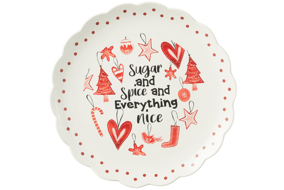 J-Line schaal Rond - keramiek - rood - giftbox