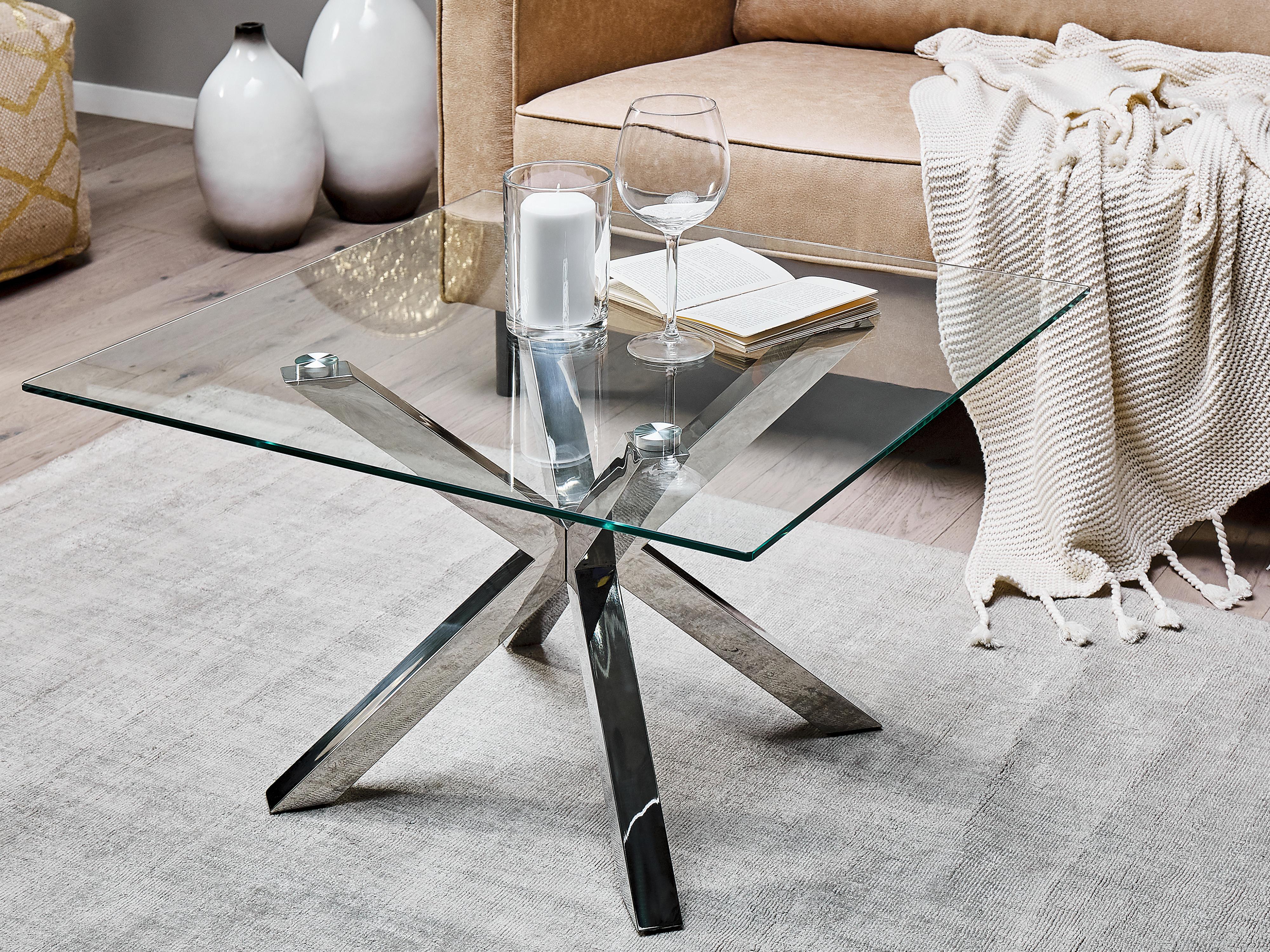 Coffee Table STARLIGHT Tempered Glass Silver