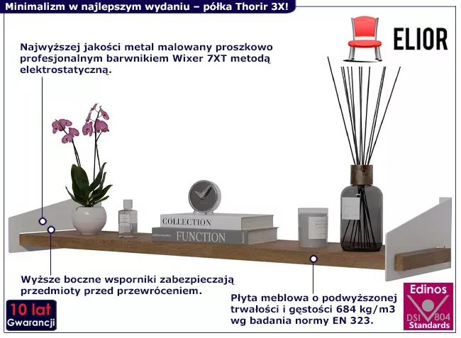 Półka ścienna na książki biały   dąb lancelot - Jorix