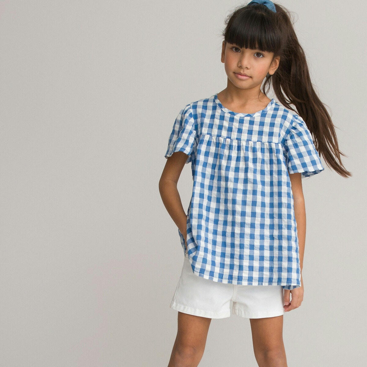 Blouse manches courtes à carreaux