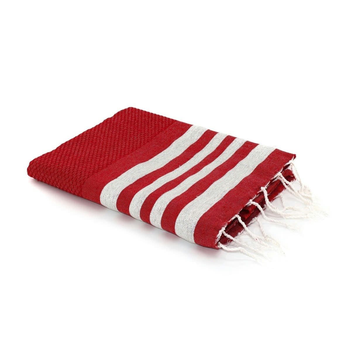 HAMPTONS - Fouta lurex coton  100x200 rouge / argent