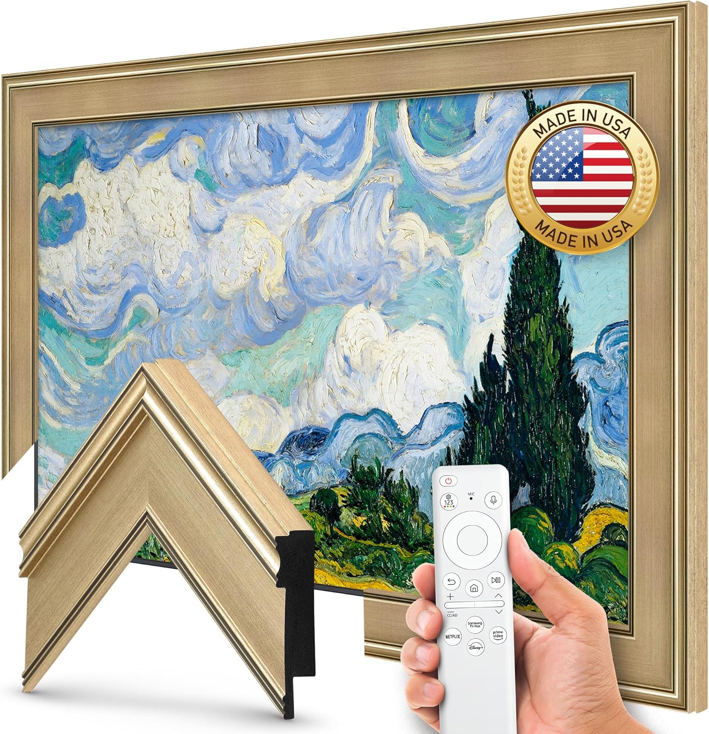 Champagne 65 Premiere Deco TV Frame - Compatible ONLY with Samsung The Frame TV and Pro TVs (Fits 2021-2026  LS03A  LS03B LS03C LS03D LS03FA LS03FW)