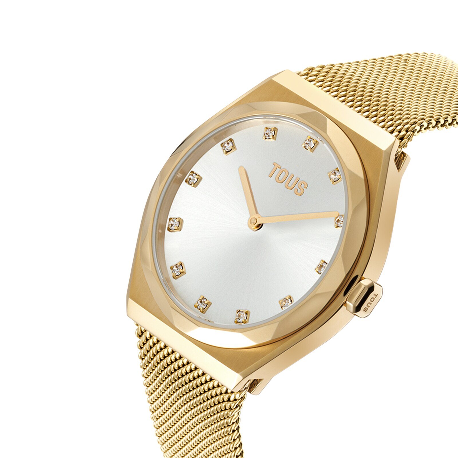 Reloj analógico con brazalete de acero dorado Karat Round Mesh