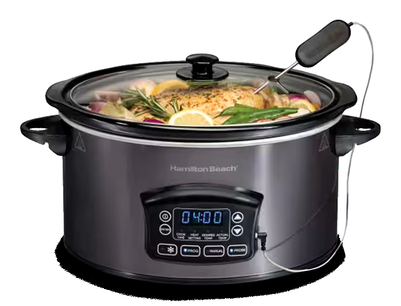 Hamilton Beach Programmable Defrost Slow Cooker, Black, 6-qt