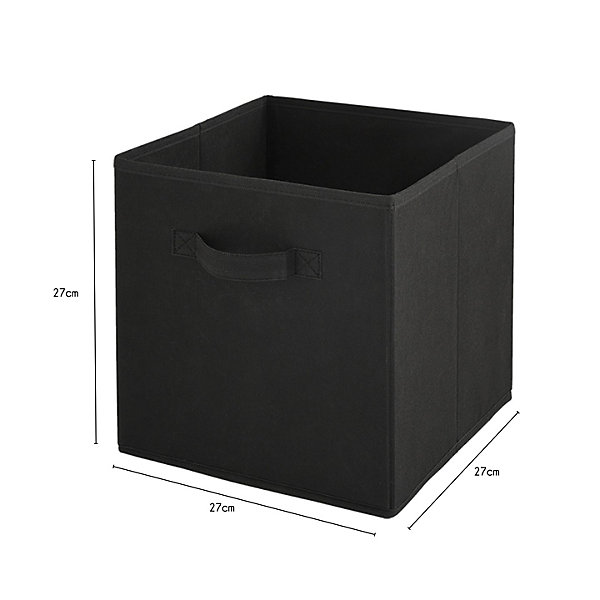 Lot de 12 paniers pliables en tissu noir 27 x 27 x 27 cm