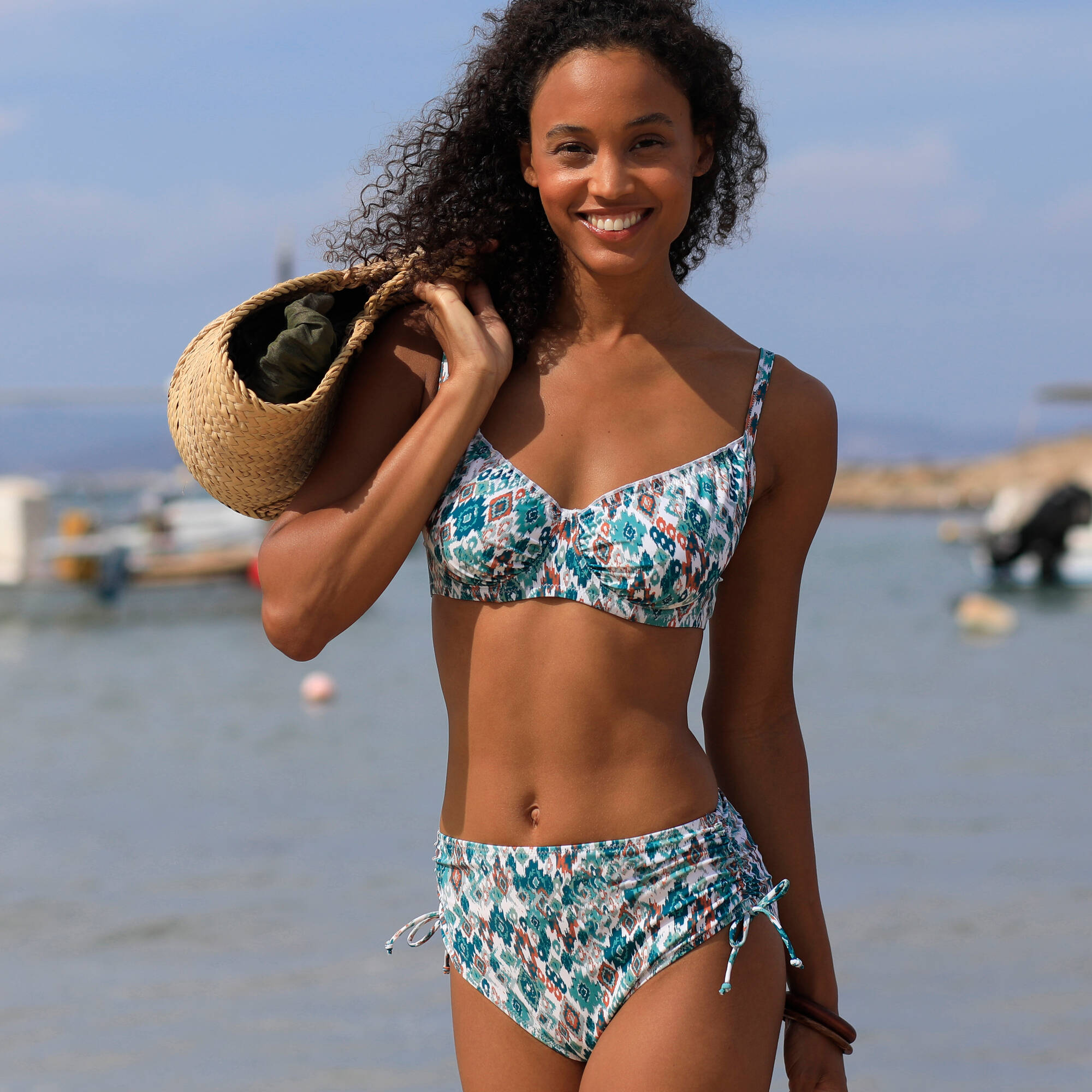 Bas de maillot de bain taille haute imprimé Tanza