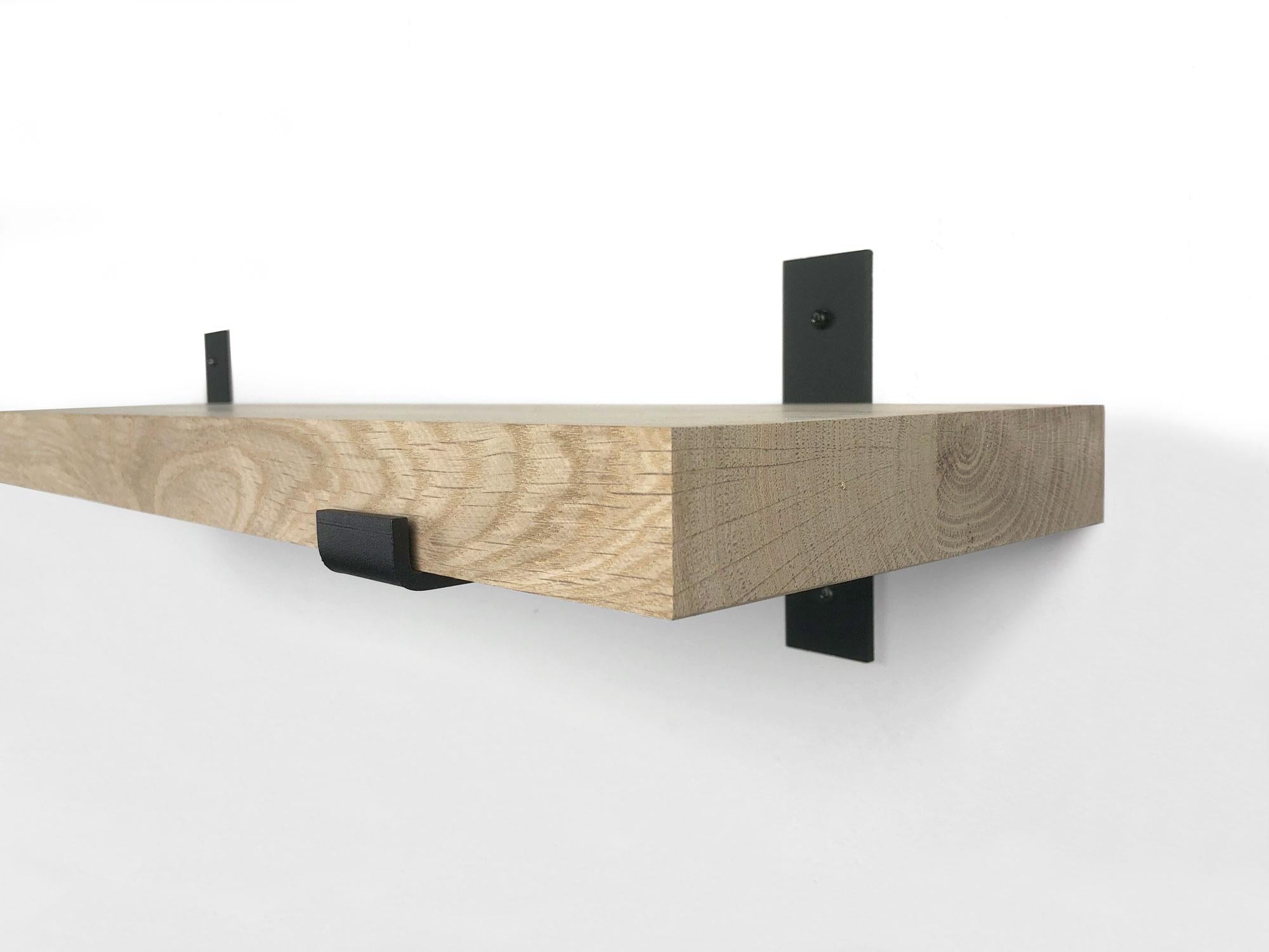 Woodbrothers Eiken wandplank 100x25cm + zwarte dragers