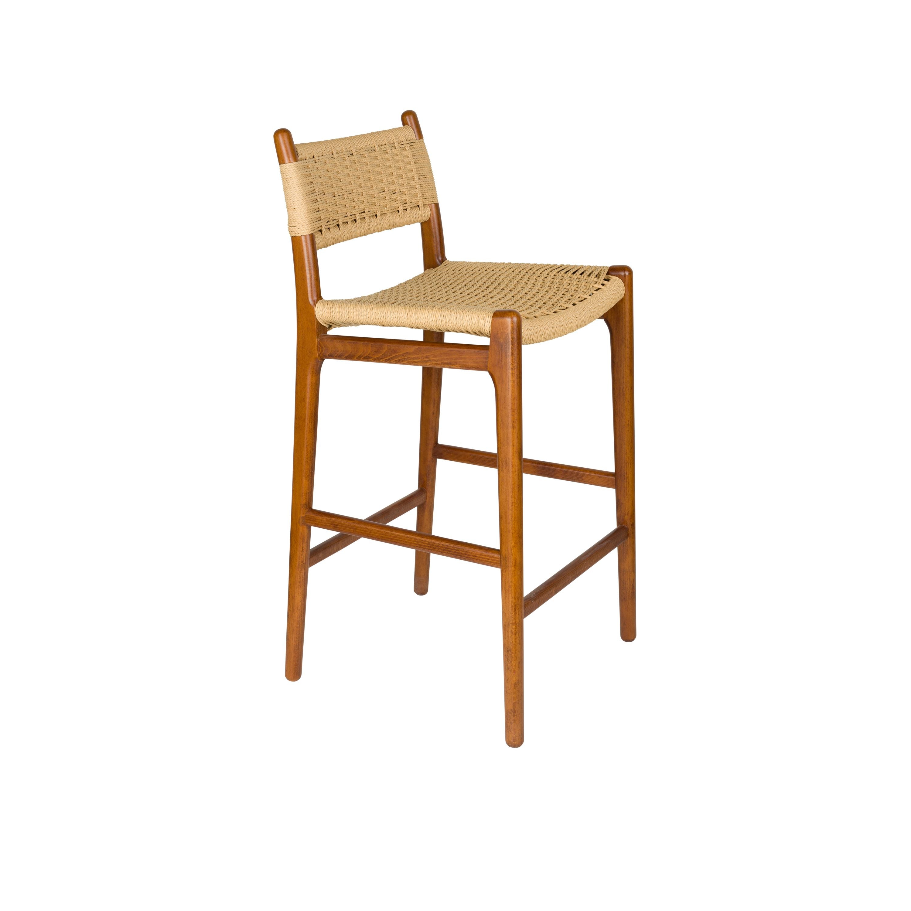 Dutchbone Cecile Barkruk rugleuning 67,5 cm Walnoot kleur - Bruin