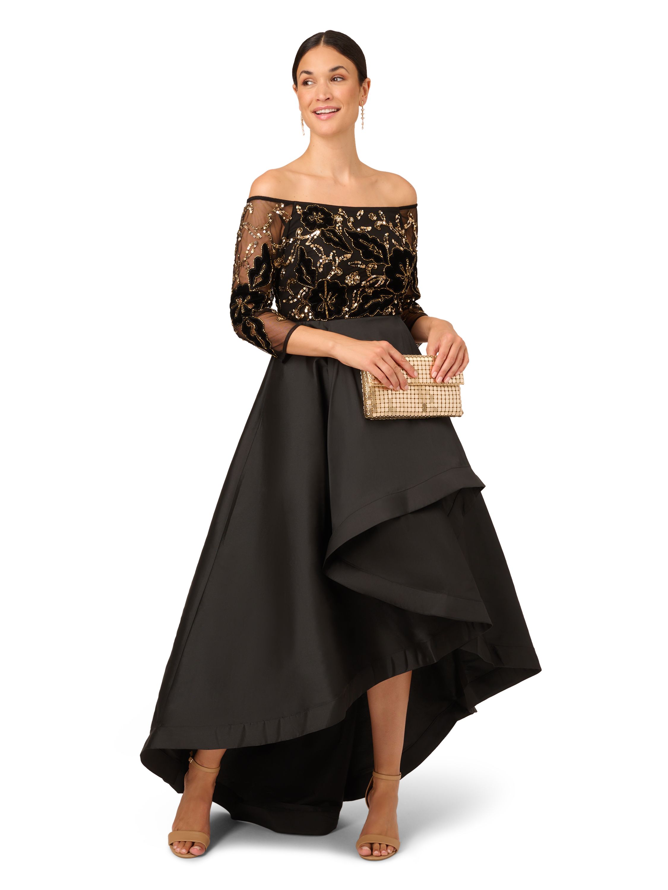Adrianna Papell Beaded Taffeta Gown