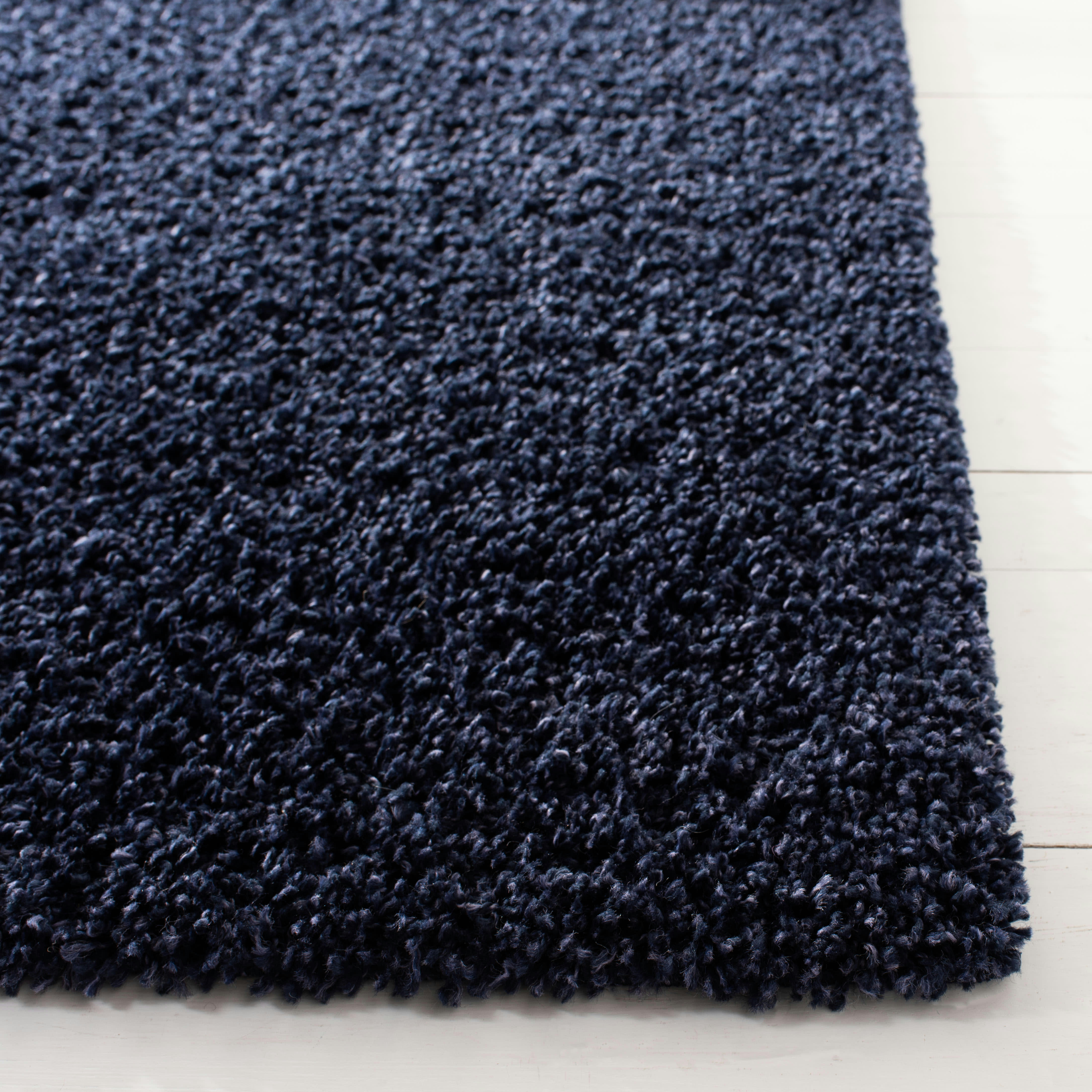 PRIMO SHAG - Tapis de salon interieur en bleu marine, 201 x 201 cm