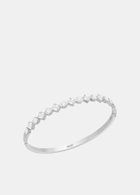 Bracciale rigido con cristalli di vetro